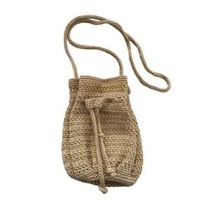 The Sak Women’s Tan Crochet Mini Bucket Crossbody Bag